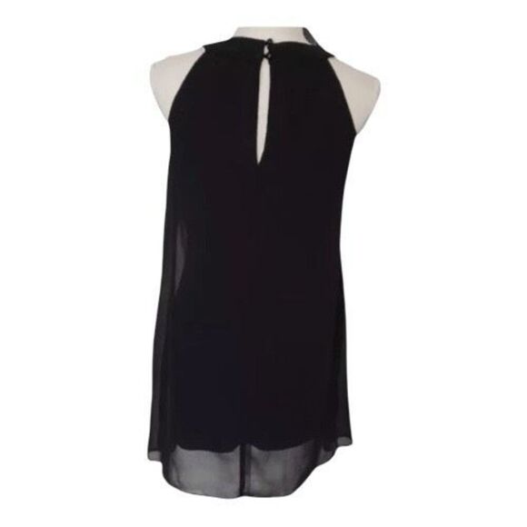 Black Beaded Shift Mini Dress Size S Sleeveless Night Out Lined Button Back - Picture 3 of 10